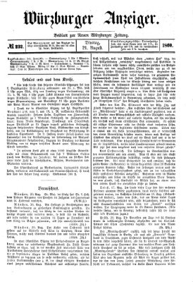 Würzburger Anzeiger (Neue Würzburger Zeitung) Dienstag 21. August 1860