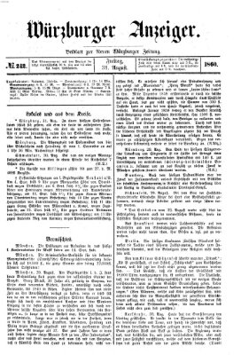 Würzburger Anzeiger (Neue Würzburger Zeitung) Freitag 31. August 1860