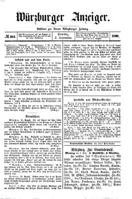 Würzburger Anzeiger (Neue Würzburger Zeitung) Sonntag 2. September 1860