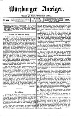 Würzburger Anzeiger (Neue Würzburger Zeitung) Mittwoch 12. September 1860