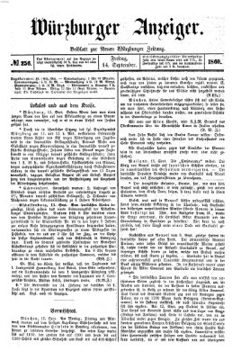 Würzburger Anzeiger (Neue Würzburger Zeitung) Freitag 14. September 1860