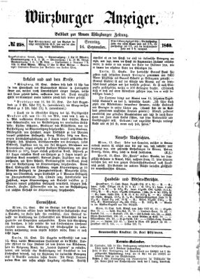 Würzburger Anzeiger (Neue Würzburger Zeitung) Sonntag 16. September 1860