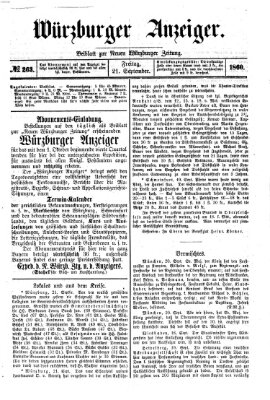 Würzburger Anzeiger (Neue Würzburger Zeitung) Freitag 21. September 1860