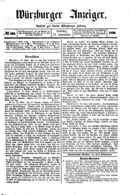 Würzburger Anzeiger (Neue Würzburger Zeitung) Sonntag 23. September 1860