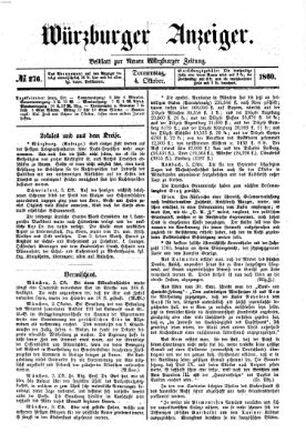 Würzburger Anzeiger (Neue Würzburger Zeitung) Donnerstag 4. Oktober 1860