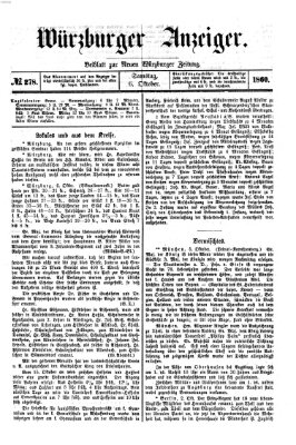 Würzburger Anzeiger (Neue Würzburger Zeitung) Samstag 6. Oktober 1860