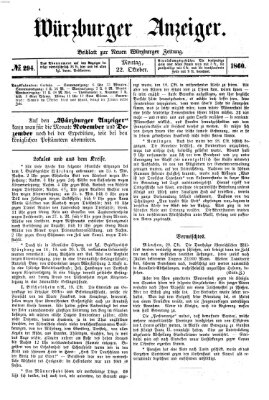 Würzburger Anzeiger (Neue Würzburger Zeitung) Montag 22. Oktober 1860