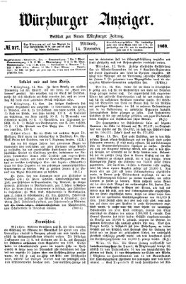 Würzburger Anzeiger (Neue Würzburger Zeitung) Mittwoch 14. November 1860