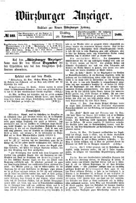 Würzburger Anzeiger (Neue Würzburger Zeitung) Dienstag 20. November 1860