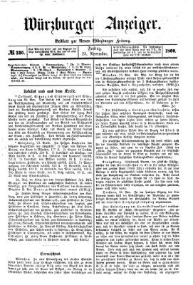 Würzburger Anzeiger (Neue Würzburger Zeitung) Freitag 23. November 1860