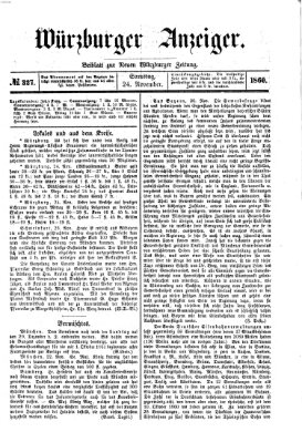 Würzburger Anzeiger (Neue Würzburger Zeitung) Samstag 24. November 1860