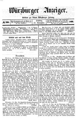 Würzburger Anzeiger (Neue Würzburger Zeitung) Dienstag 27. November 1860