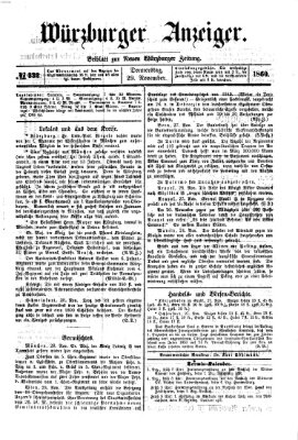 Würzburger Anzeiger (Neue Würzburger Zeitung) Donnerstag 29. November 1860