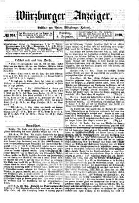 Würzburger Anzeiger (Neue Würzburger Zeitung) Samstag 1. Dezember 1860