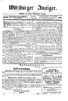 Würzburger Anzeiger (Neue Würzburger Zeitung) Sonntag 9. Dezember 1860