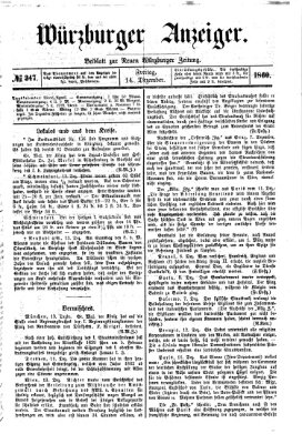 Würzburger Anzeiger (Neue Würzburger Zeitung) Freitag 14. Dezember 1860