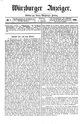 Würzburger Anzeiger (Neue Würzburger Zeitung) Dienstag 1. Januar 1861