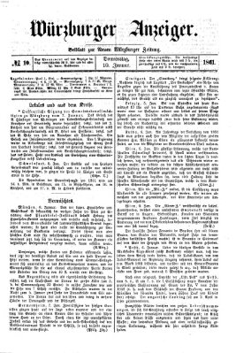 Würzburger Anzeiger (Neue Würzburger Zeitung) Donnerstag 10. Januar 1861