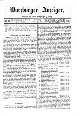 Würzburger Anzeiger (Neue Würzburger Zeitung) Samstag 12. Januar 1861