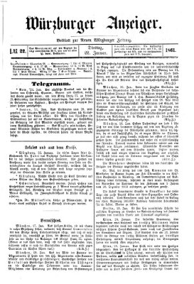 Würzburger Anzeiger (Neue Würzburger Zeitung) Dienstag 22. Januar 1861