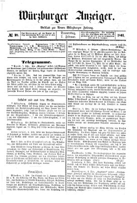 Würzburger Anzeiger (Neue Würzburger Zeitung) Donnerstag 7. Februar 1861