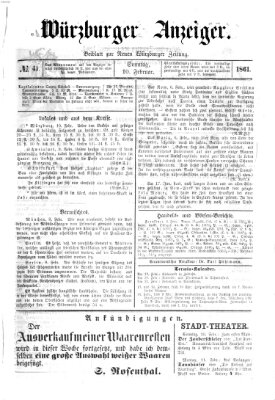 Würzburger Anzeiger (Neue Würzburger Zeitung) Sonntag 10. Februar 1861