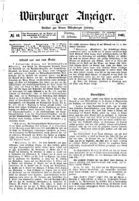 Würzburger Anzeiger (Neue Würzburger Zeitung) Dienstag 12. Februar 1861