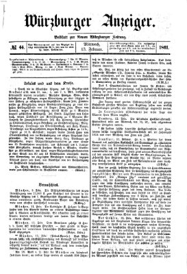 Würzburger Anzeiger (Neue Würzburger Zeitung) Mittwoch 13. Februar 1861