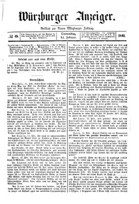 Würzburger Anzeiger (Neue Würzburger Zeitung) Donnerstag 14. Februar 1861