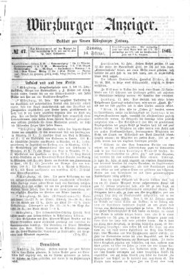 Würzburger Anzeiger (Neue Würzburger Zeitung) Samstag 16. Februar 1861