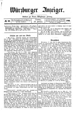 Würzburger Anzeiger (Neue Würzburger Zeitung) Dienstag 19. Februar 1861