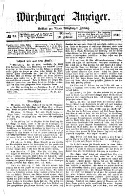 Würzburger Anzeiger (Neue Würzburger Zeitung) Mittwoch 20. Februar 1861