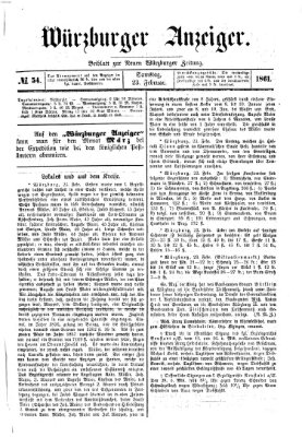 Würzburger Anzeiger (Neue Würzburger Zeitung) Samstag 23. Februar 1861