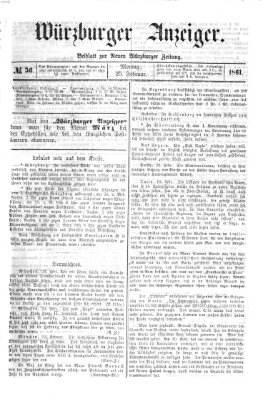 Würzburger Anzeiger (Neue Würzburger Zeitung) Montag 25. Februar 1861