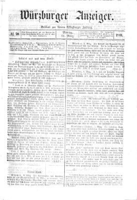 Würzburger Anzeiger (Neue Würzburger Zeitung) Montag 11. März 1861