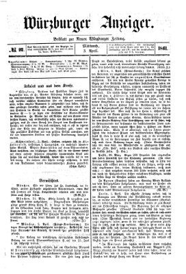 Würzburger Anzeiger (Neue Würzburger Zeitung) Mittwoch 3. April 1861