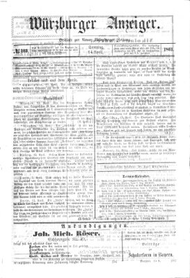 Würzburger Anzeiger (Neue Würzburger Zeitung) Sonntag 14. April 1861