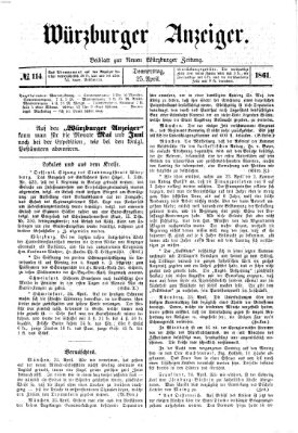 Würzburger Anzeiger (Neue Würzburger Zeitung) Donnerstag 25. April 1861