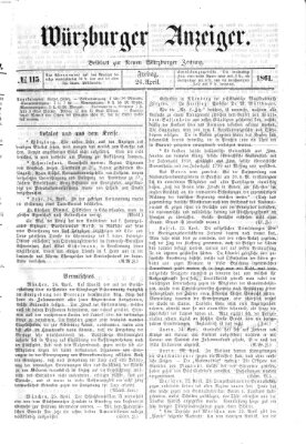 Würzburger Anzeiger (Neue Würzburger Zeitung) Freitag 26. April 1861