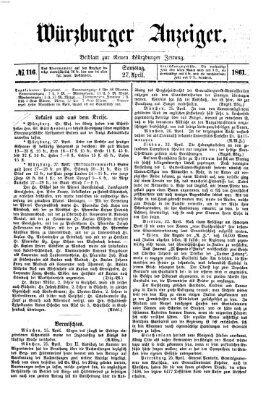 Würzburger Anzeiger (Neue Würzburger Zeitung) Samstag 27. April 1861