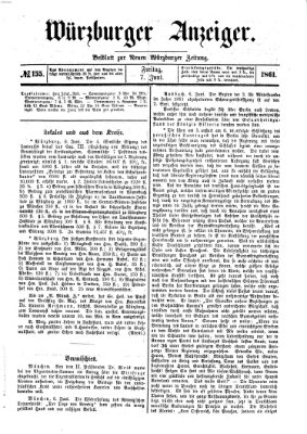 Würzburger Anzeiger (Neue Würzburger Zeitung) Freitag 7. Juni 1861