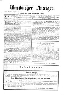 Würzburger Anzeiger (Neue Würzburger Zeitung) Sonntag 30. Juni 1861