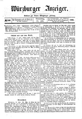 Würzburger Anzeiger (Neue Würzburger Zeitung) Donnerstag 11. Juli 1861