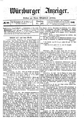 Würzburger Anzeiger (Neue Würzburger Zeitung) Samstag 13. Juli 1861