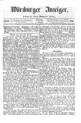 Würzburger Anzeiger (Neue Würzburger Zeitung) Samstag 3. August 1861