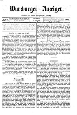 Würzburger Anzeiger (Neue Würzburger Zeitung) Mittwoch 7. August 1861