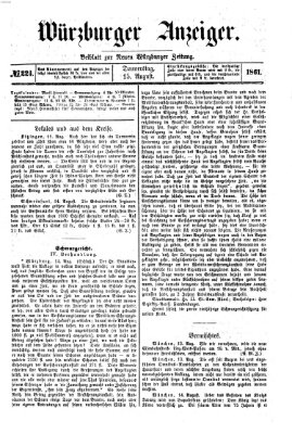 Würzburger Anzeiger (Neue Würzburger Zeitung) Donnerstag 15. August 1861