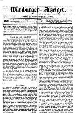 Würzburger Anzeiger (Neue Würzburger Zeitung) Mittwoch 11. September 1861