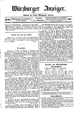 Würzburger Anzeiger (Neue Würzburger Zeitung) Sonntag 15. September 1861