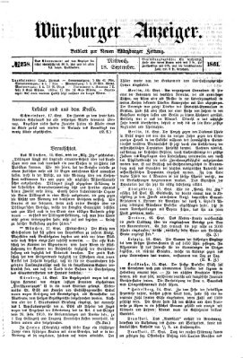 Würzburger Anzeiger (Neue Würzburger Zeitung) Mittwoch 18. September 1861